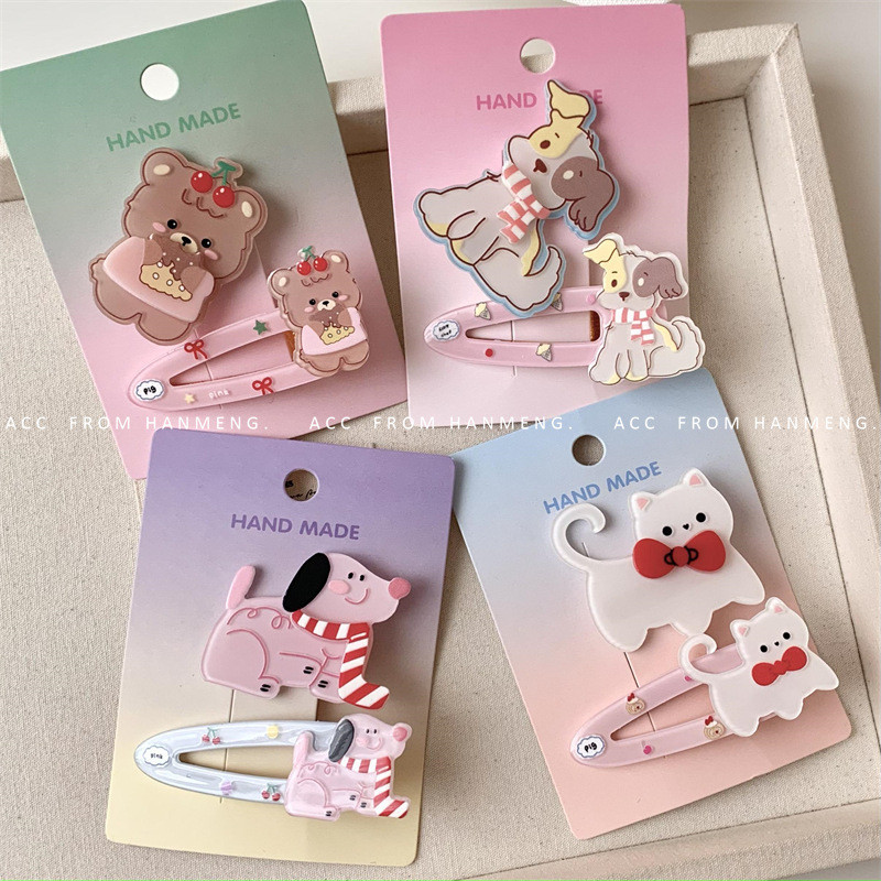 2 ชิ ้ น/set กิ ๊ บติดผมเด ็ กผู ้ หญิงน ่ ารัก กิ ๊ บติดผมแมวลูกสุนัข