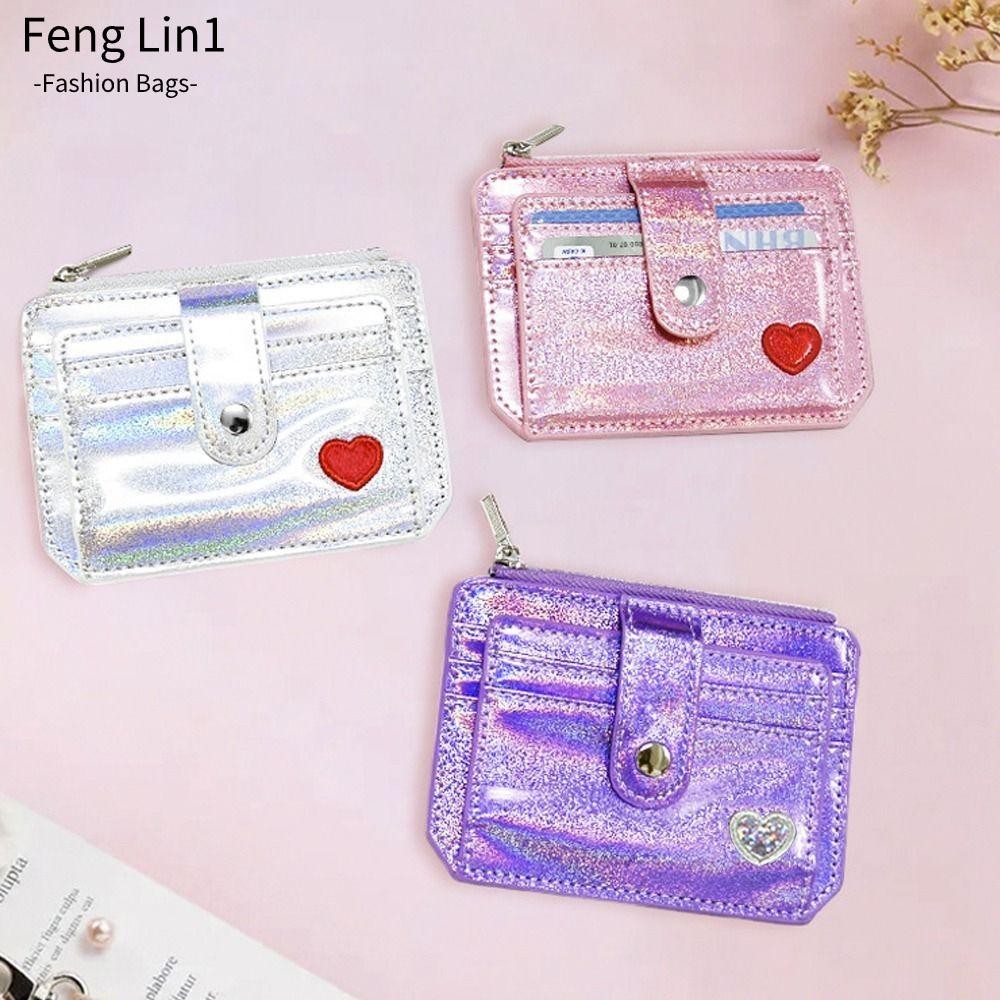 Fengling ผู ้ ถือบัตรเครดิต mini Laser Shining Heart Multi Card ID Card