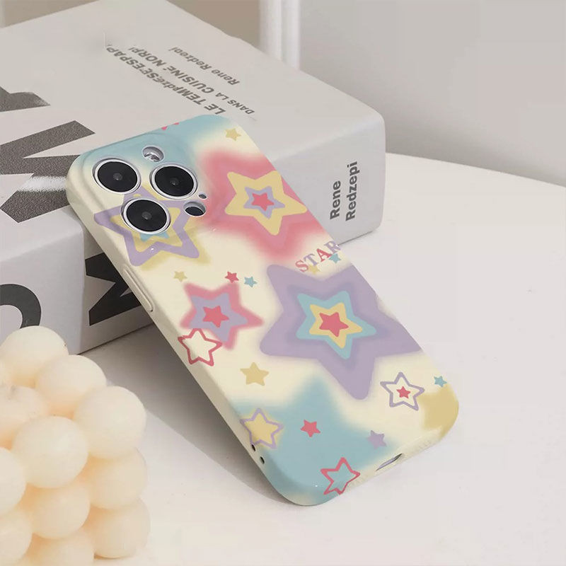 เหมาะสําหรับ iPhone x/xs/xr/xsmax/7/8plus/11Promax/12/13/14Promax/15 รูปแบบดาวสีสันสดใสเคสโทรศัพท ์ แข ็ งกันกระแทก