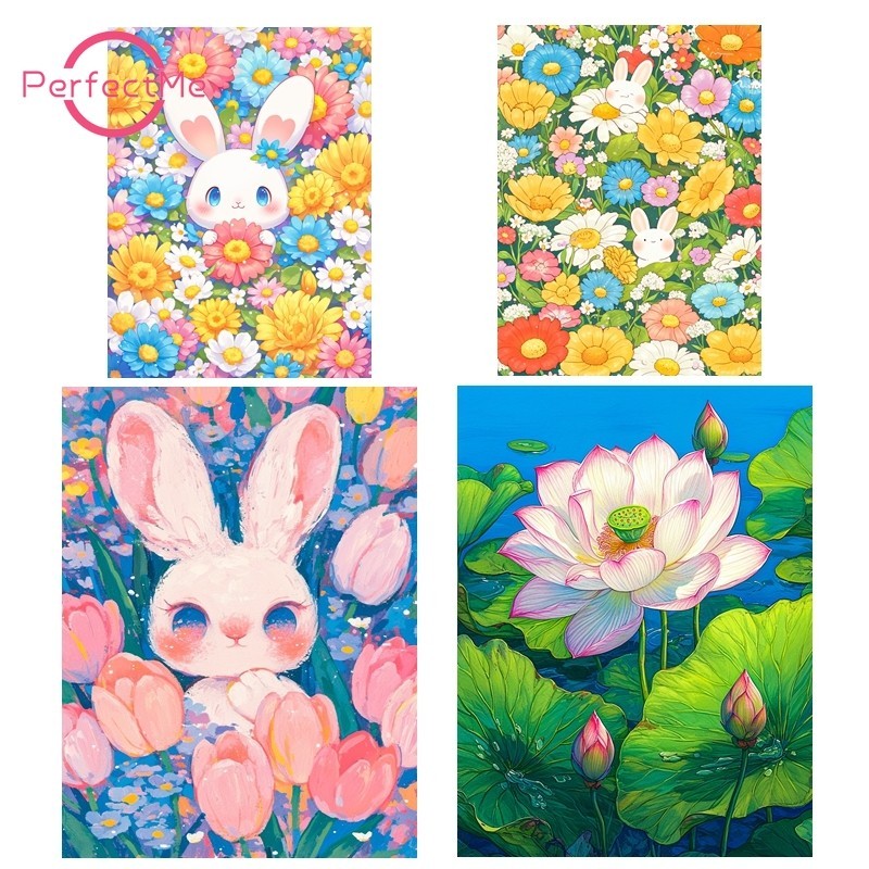 【PM 】 ดอกไม ้ ภูมิทัศน ์ 5D ภาพวาดเพชรปักครอสติชชุดเพชรอะคริลิครอบเพชรภาพวาดสําหรับตกแต ่ งบ ้ านหมีน ้ อยแขวนภาพวาด 5245