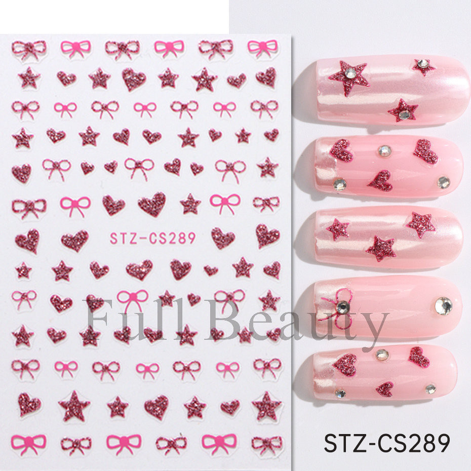 สติ๊กเกอร์ติดเล็บ Glitter สีชมพู French Bow Love Heart Star สติ๊กเกอร์ติดเล็บกาว ราคา ถูกที่สุด ดีลบีเคเค แกลเลอรีภาพที่ 6