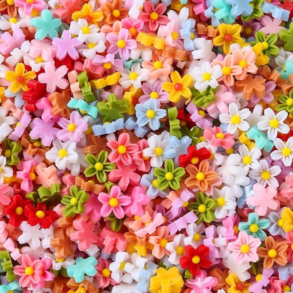 100 ชิ้น 8 มิลลิเมตร Mini ดอกไม้เล็บเรซิ่น Rhinestones ,ห้ากลีบดอกไม้เล็บ, Charms ดอกไม้รูปเล็บ Supplie