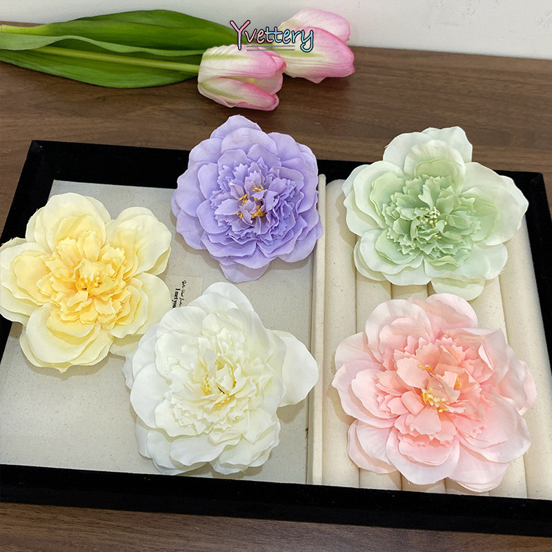ร้านค้าไทย🌸จำลอง Peony Hair Clip ลมโบราณดอกไม้ Headwear สดชื่นคลิปผมหวาน-COD
