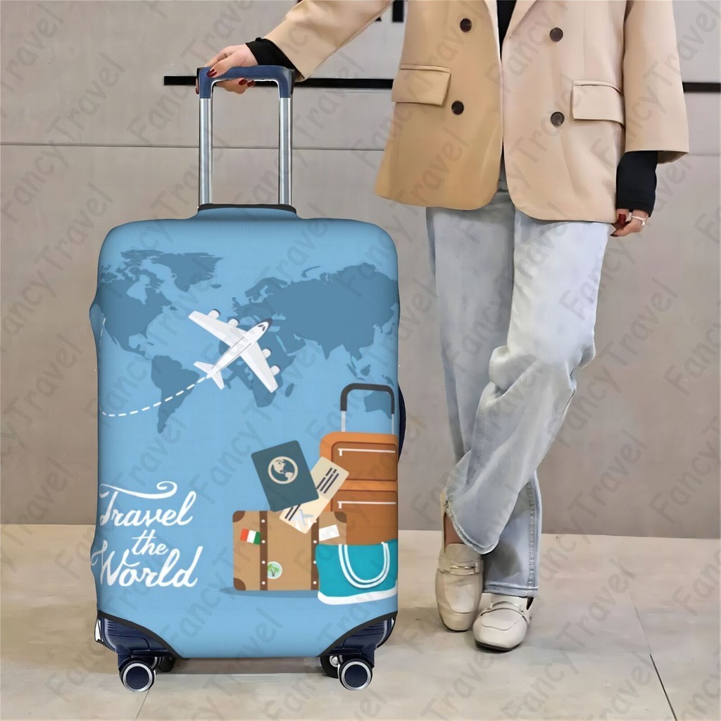 Fancytravel Travel ผ้าคลุมกระเป๋าเดินทาง กระเป๋าเดินทาง ผ้ายึดได้เยอะ กันฝุ่น กันรอย สวมใส่ได้ ข้น 18/20/22/24/26/28/32นิ้ว