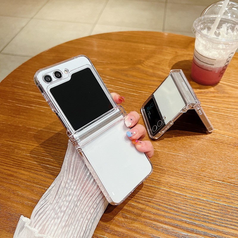 สําหรับ Samsung ZFilp 5 Z Flip4 ZFlip3 Z Flip 6 สามในหนึ ่ งเดียวกันกระแทกโปร ่ งใส PC เคสโทรศัพท ์