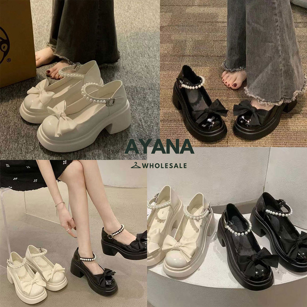 รองเท้าหุ้มส้นส้นหนา สไตล์เกาหลี ทรงแมรี่เจน พร้อมส่ง