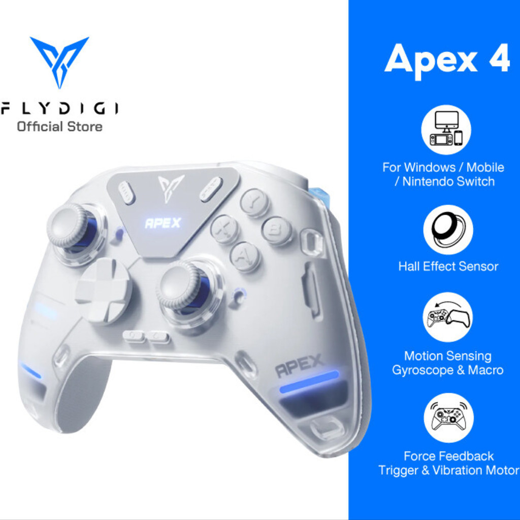 Tinzshop Joy Flydigi Apex4 Elite Gaming Controller Mechanical Design For PC/Windows, Nintendo Switch, Android, iOS (MFi)