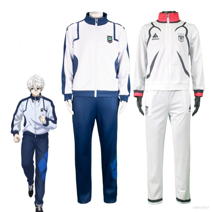 48H Ellen อะนิเมะ สีฟ้า ล็อค Yoichi Isagi คอสเพลย์ ชุดกีฬา ชุดนักเรียน กางเกง เสื้อโค้ท มีซิป ชุดกีฬ