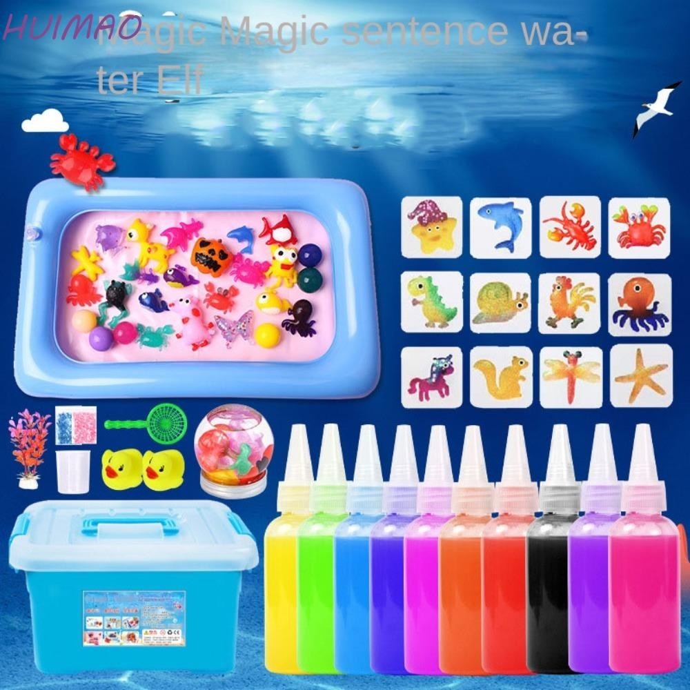 Huimao Magic Water ของเล่นเด็ก, DIY ชุดวัสดุของเล่นทําด้วยมือ Magic Water DIY ชุด, เด็กหัตถกรรมชุดที่มีสีสันพิเศษ Pigment Magic Water Elf Ocean แม่พิมพ์ชุดเด็กของขวัญ
