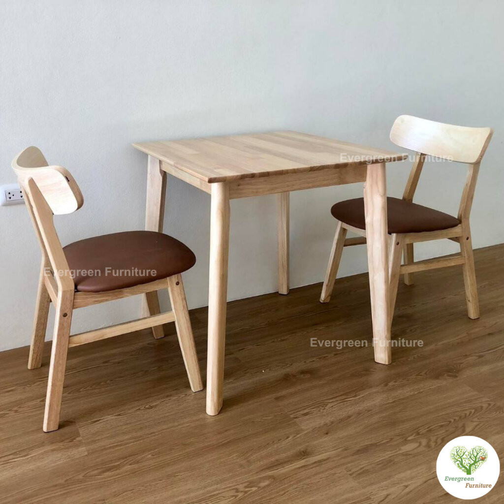 Evergreen Furniture โต๊ะทานข้าว ชุดโต๊ะรับประทานอาหาร 2 ท่าน (เก้าอี้ 2) ขนาด 70-93 ซม