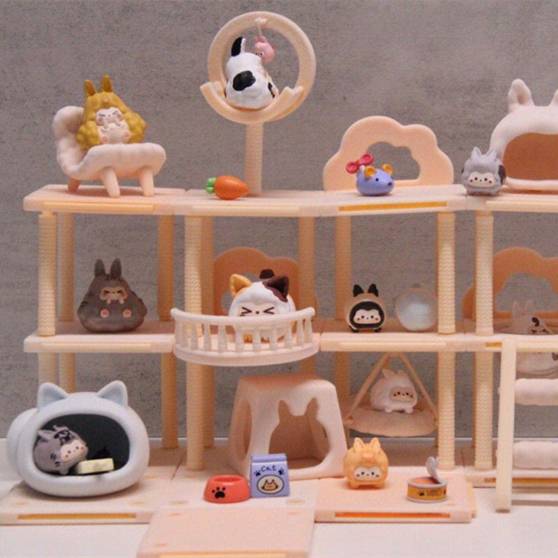 Kiki Meow Apartment Series กล ่ องตาบอดอินเทรนด ์ Hand-Made น ่ ารักของขวัญวันเกิดเดสก ์ ท ็ อปตกแต ่ ง