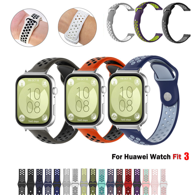 สายซิลิโคนอ ่ อนนุ ่ มสําหรับ Huawei Watch Fit 3 Fit3 กีฬากันน ้ ําระบายอากาศ