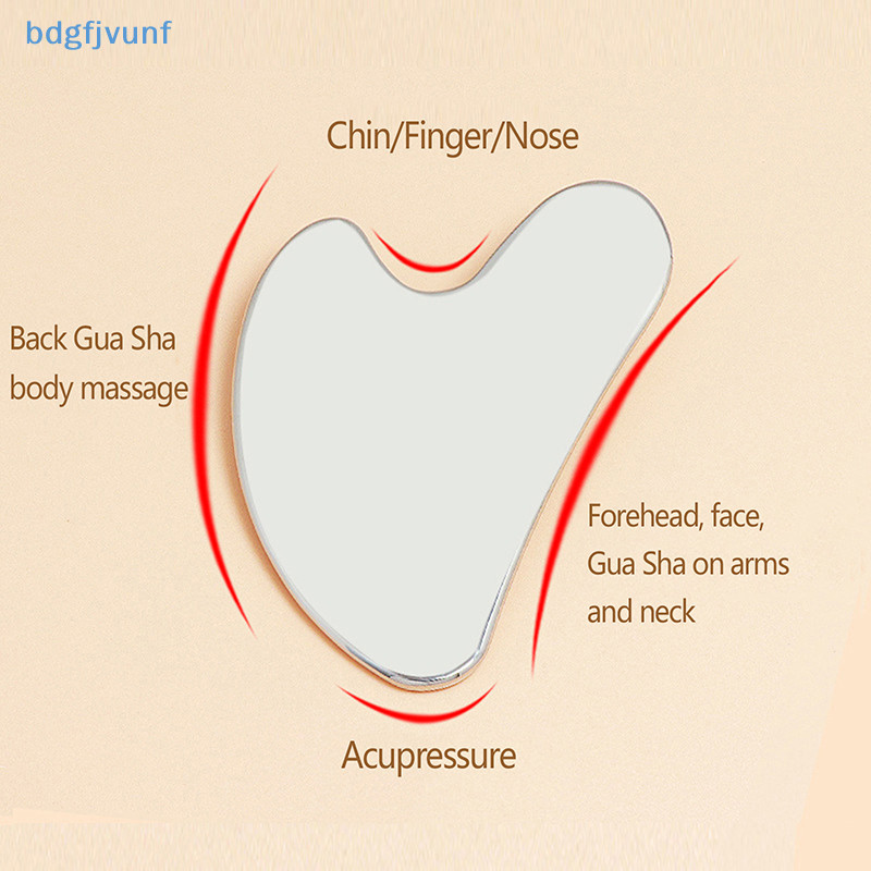 Bdgf 1PC สแตนเลส Gua Sha Scraper นวดสําหรับใบหน้าคอ Guasha เครื่องมือนวด Facial Skin Care Guasha Board Face นวด TH - รูปที่ 6