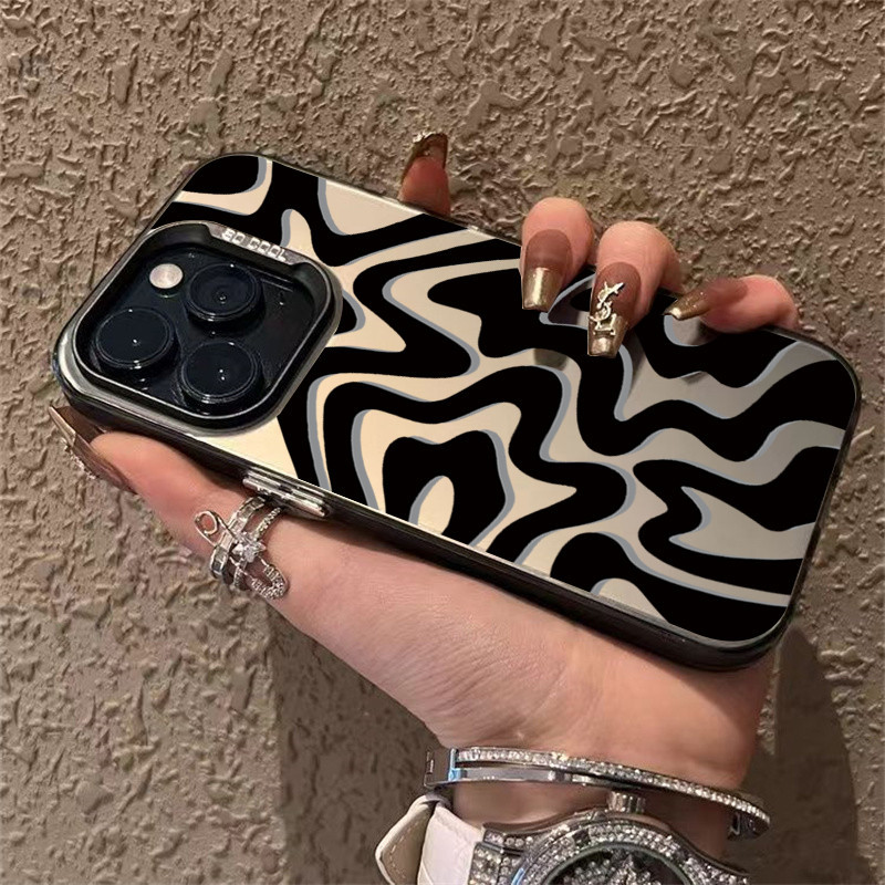 สําหรับiphone 16 15 14 13 12 11 Pro Max XR X XS Max 7 8 14 15 Plus SE 2020 ลายMatte TextureหรูหราIMDชุบโลหะHardปกหลัง