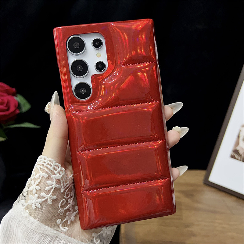 Samsung Galaxy S24 Ultra S23 Ultra Aurora สีลงเสื้อแจ็คเก็ตเคสโทรศัพท์ 3D Puffer Anti-fall Soft Cover
