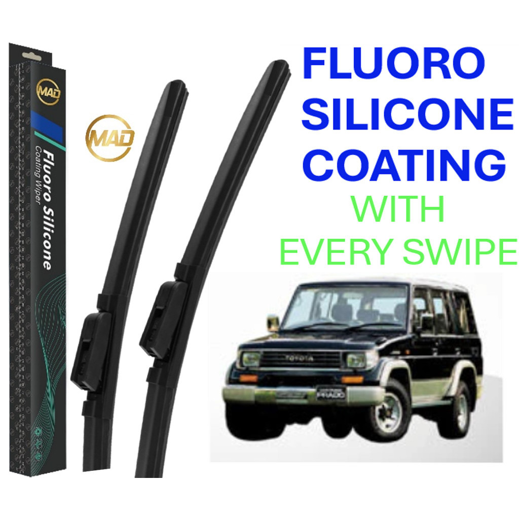 Toyota Land Cruiser LJ 78 (1990-1996) 2 ชิ้น (1 ชุด) MAD FLUORO เคลือบซิลิโคน Wiper กระจกเคลือบ Trap
