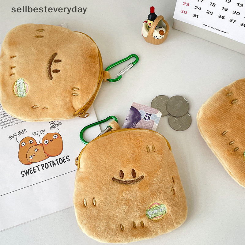 Seth น่ารักการ์ตูน Smile Potatoe กระเป๋าใส่เหรียญตุ๊กตาพวงกุญแจจี้แบบพกพากระเป๋าสตางค์หูฟังเหรียญ Lip Hairpin ซิปกระเป๋าเก็บ Vary