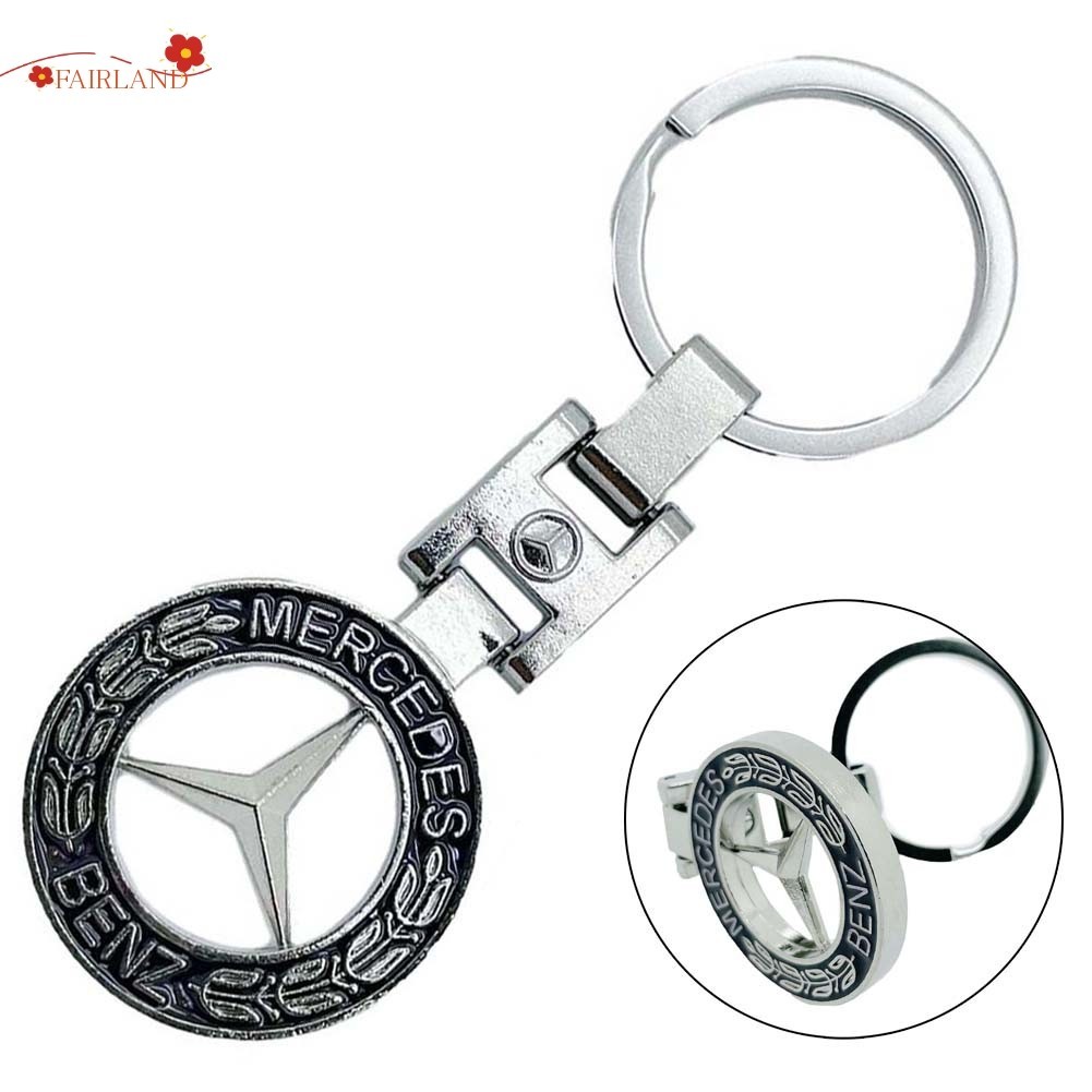 FAIRLAND Mercedes Benz สีกรมท่าพวงกุญแจรถพวงกุญแจรอบสัญลักษณ์โลโก้ Key Fob August