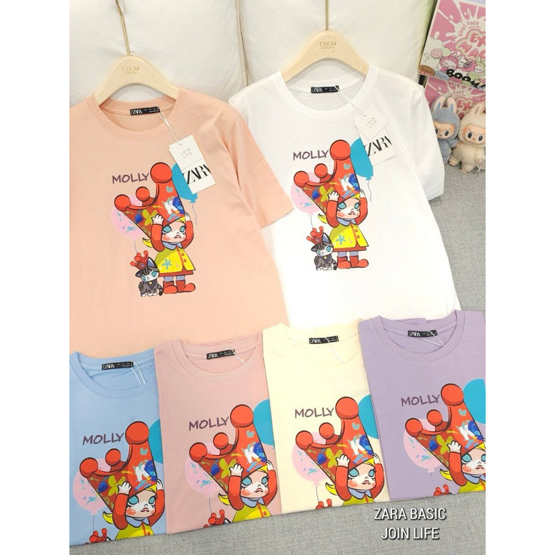 zara เสื้อยืดผ้าฝ้าย พร้อมส่ง เสื้อยืดแฟชั่น ป้ายZARA ผ้ายืด ผ้าคอลตอล คอกลม แขนสั้น งานสกรีนลายน่ารักๆ