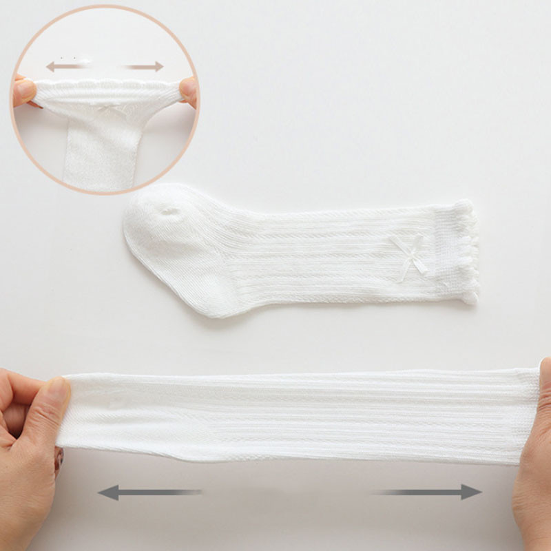 3คู่/ถุงลูกไม้น่ารักเด็กถุงเท้ายาวสีขาวบริสุทธิ์ตาข่ายระบายอากาศเด็กวัยหัดเดินสาวลูกวัวถุงเท้าฤดูร้อนสบายผ้าฝ้ายสาวถุงเท้า - รูปที่ 3