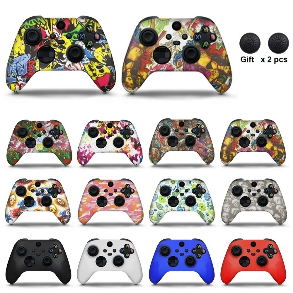 เคสซิลิโคนอ่อนนุ่มสําหรับ Xbox Series X/S Controller ป้องกันผิว Gamepad ยางผิว Thumb Grips หมวกจอยสติ๊กฝาครอบ Shell