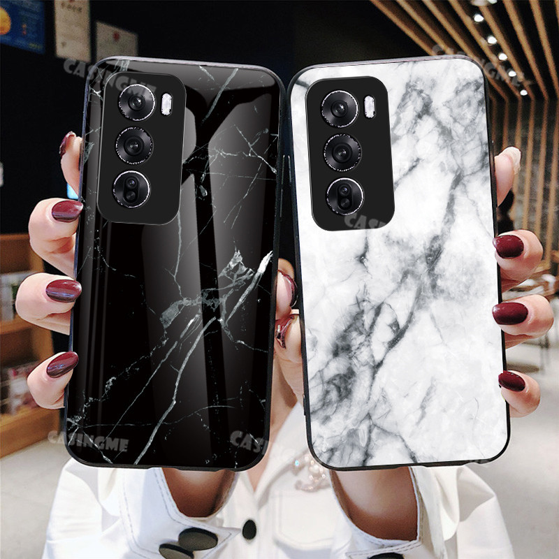 Oppo Reno12 12Pro 5G 2024 แก้วเคสโทรศัพท์สําหรับ Oppo Reno 12 Reno12 OppoReno12 Pro 12Pro 5G 4G 2024 ซิลิโคนนุ่มแฟชั่นเคสโทรศัพท์กระจกนิรภัยป้องกันปกหลัง
