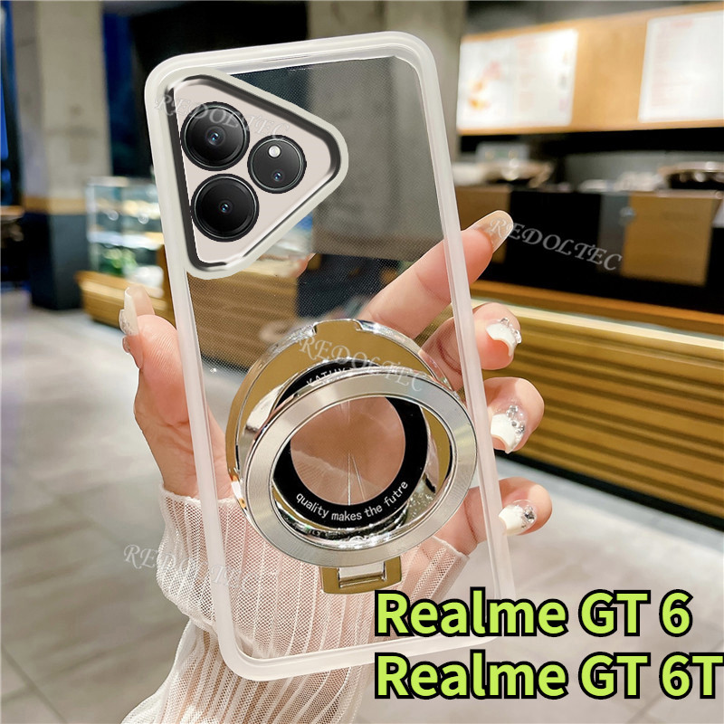 เคส Realme GT 6 6T 2024 ออกแบบใหม่ที่วางขาตั้งแม่เหล็กปลอกใสRealme GT6 T RealmeGT6 Realme GT 6 6T Ul