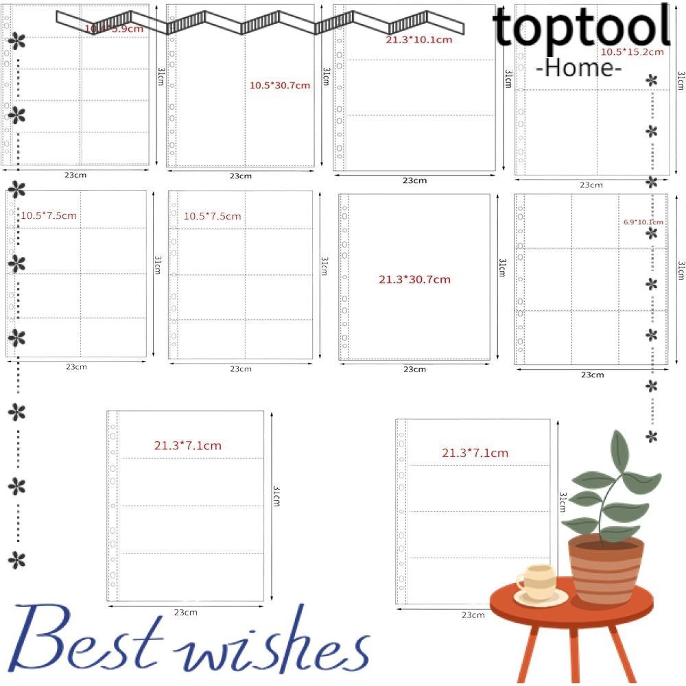 Toptool อัลบั้มภาพ Refill หน้า, PP หลายกระเป๋า A4 Kpop Photocard Binder, หน้าด้านใน Card Binder โปร่งใส DIY อัลบั้มรูปแขน