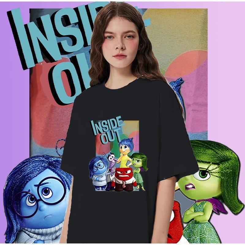 ใหม่ Pixar 's Movie Inside Out 2 เสื ้ อยืดคอ O-neck กราฟิก 100 % สําหรับผู ้ ชายP#24 S-5XLS-5XL