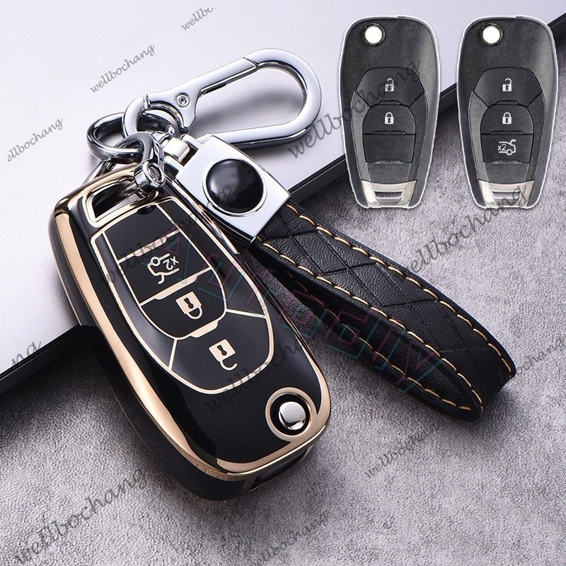 Chevrolet Spark Sonic Camaro โวลต์ bolt Trax Malibu Cruze 2014- 2018 flip gold TPU กุญแจรถ fob กรณีฝาครอบ