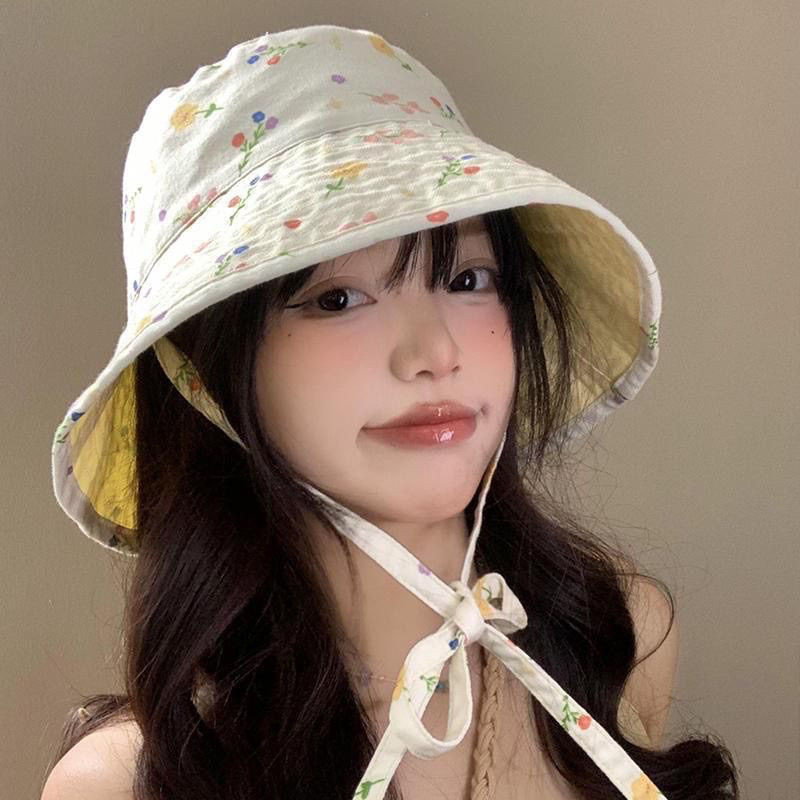 หมวกกันแดดลายดอกไม้หวานน่ารักสำหรับฤดูร้อน ราคา ถูกที่สุด ดีลบีเคเค แกลเลอรีภาพที่ 2