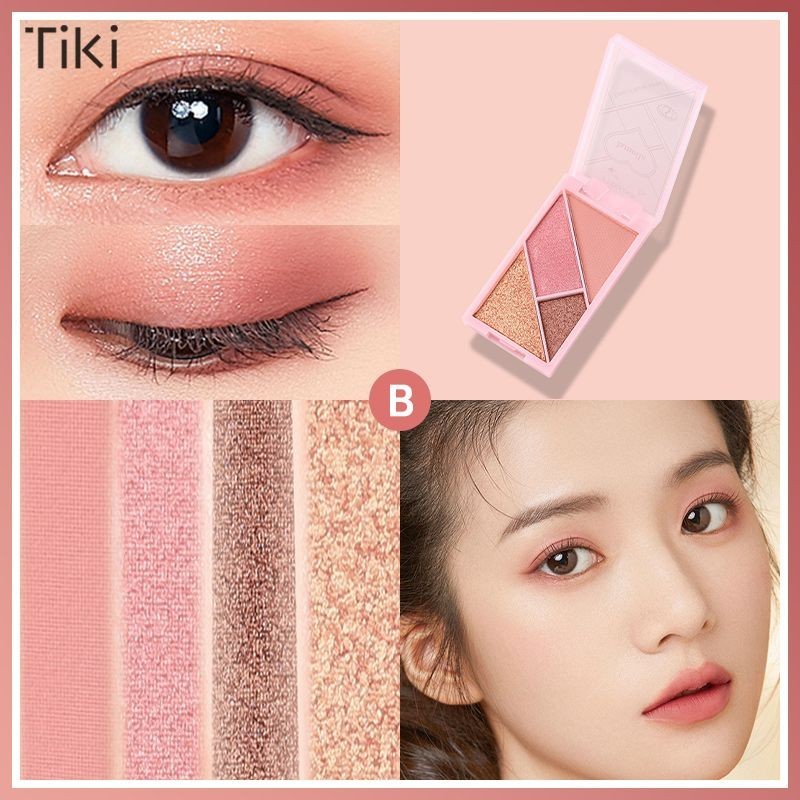 TiKi.thMorandi Color Schecheche Four Color Eye Shadow Palette Glitter Pearly-lustre Waterproof Student Makeup-TK