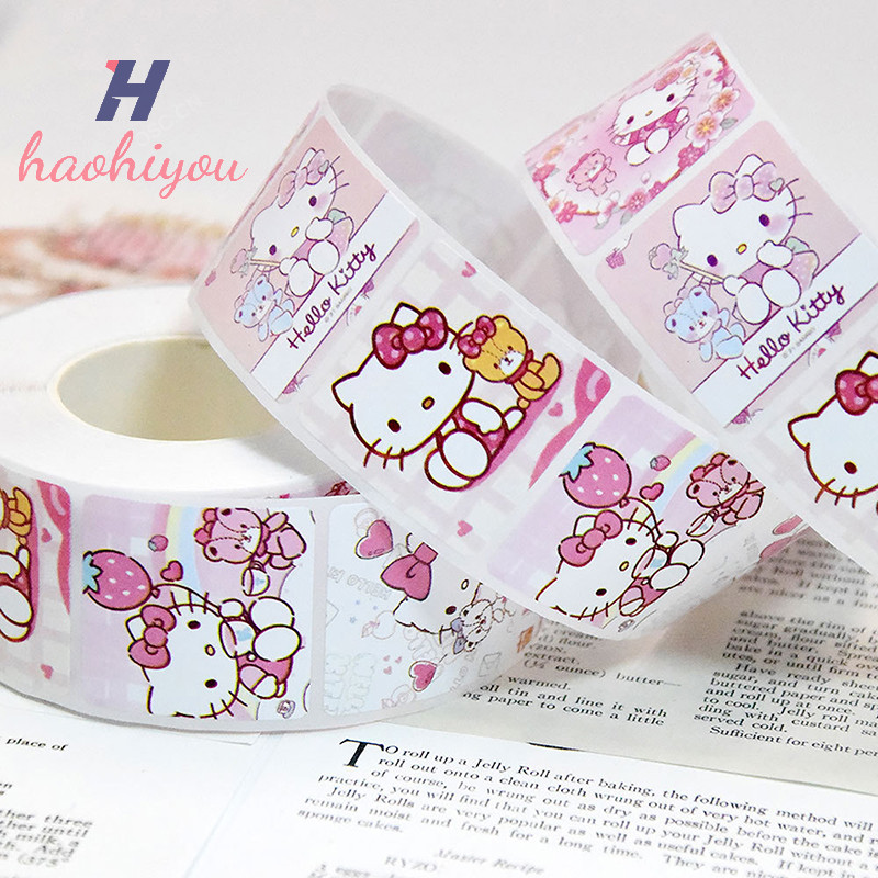 <haohiyou> 500 ชิ้น/ม้วนน่ารัก Cinnamoroll My Melody Kuromi รางวัลสติกเกอร์นักเรียนคู่มือของขวัญสติกเกอร์ตกแต่ง Nice