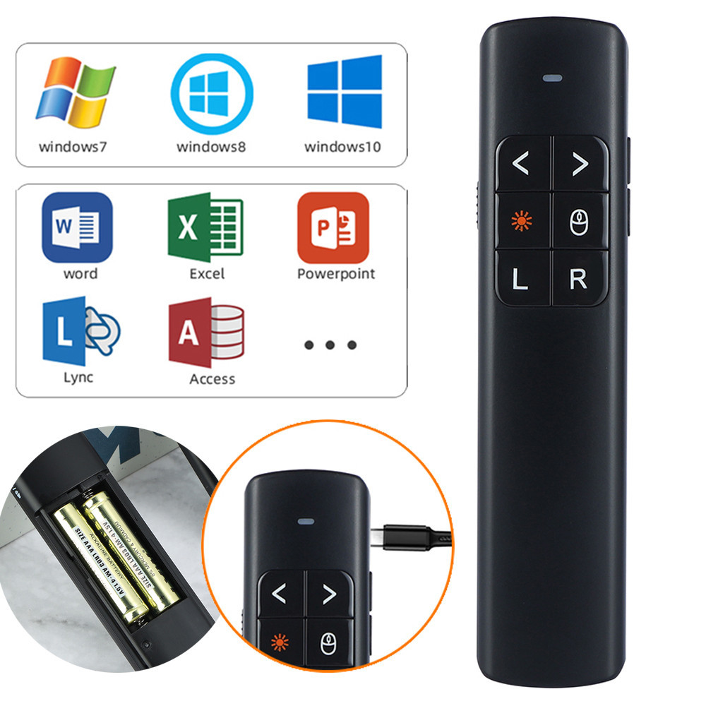 Powerpoint Pointer Presentation พร้อม Laser PPT Presenter Remote Clicker สําหรับแล็ปท็อปพลิกปากกาสํา