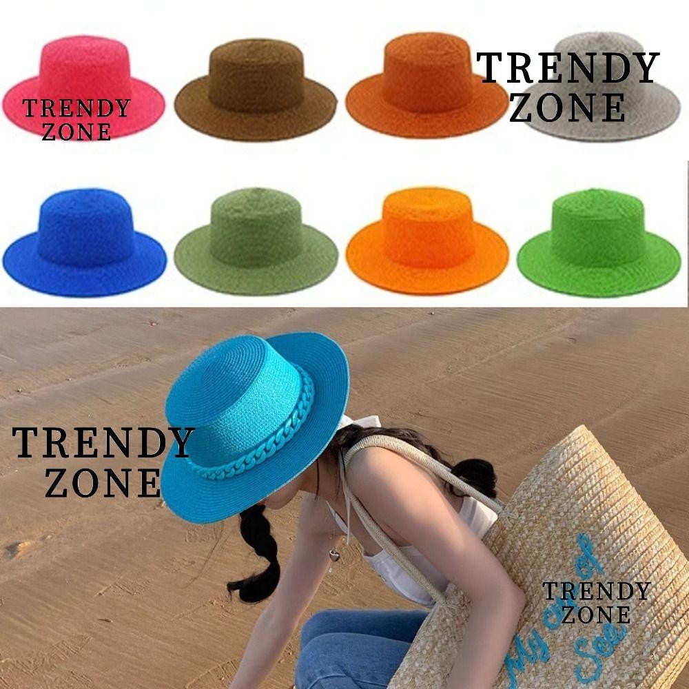 Trendyzone หมวกฟาง,ป้องกันรังสียูวีผู้ชายผู้หญิงหมวกปานามาธรรมชาติ, 10 สีหมวกป้องกันแสงแดดฤดูร้อนแฟชั่นสวมใส่