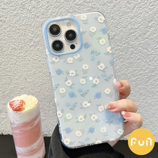 Ins ดอกไม้ดอกไม้ IMD Mobile Case ใช้งานร่วมกับ iPhone 16 15 14 13 Pro Max 16Pro พร้อม Bowknot Chain Big Hole Shock ทนปกหลัง