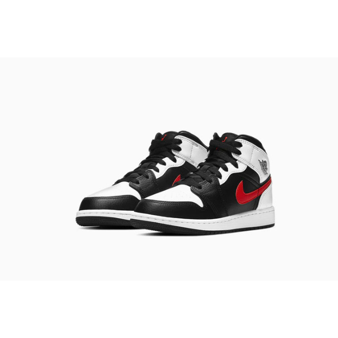 Nike Air Jordan 1 Mid Chile Red White Black 554725-075 Gs 4.5Y 5.5Y ใหม่เอี่ยม