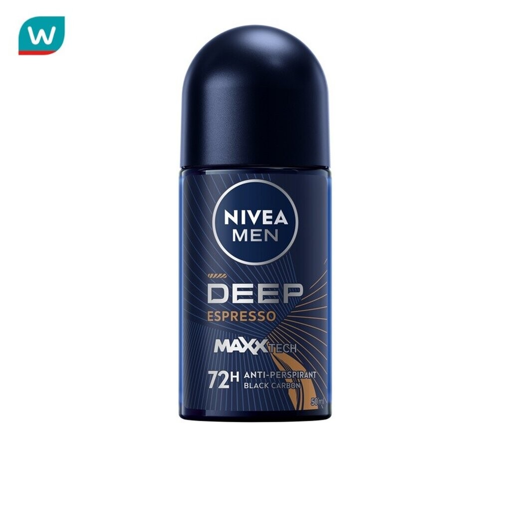 Nivea นีเวีย เมน โรลออน ดีพ เอสเปรสโซ 50 มล. ผู้ชาย โรลออน ลดเหงื่อ ระงับกลิ่นกาย