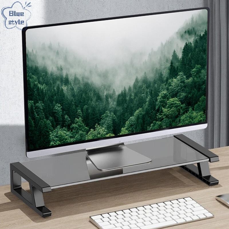 Bluestyle คอมพิวเตอร์เดสก์ท็อป Monitor Glass Stand Bracket พร้อม USB Type-C HUB PC หน้าจอ Riser ผู้ถือเครื่องพิมพ์เก็บคีย์บอร์ดเมาส์ใหม่