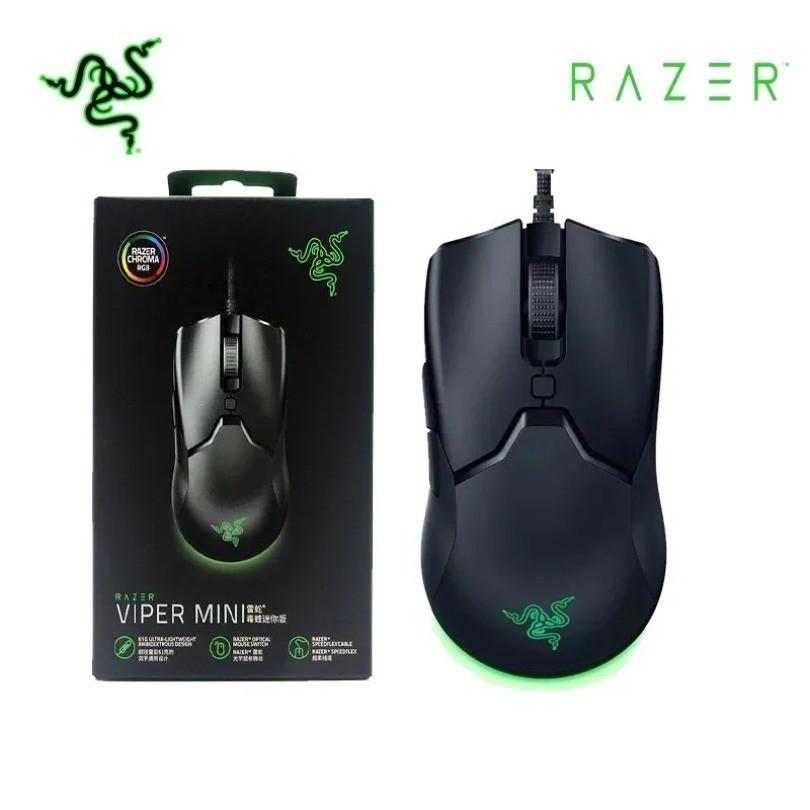 Razer Viper Mini Mouse 8500DPI Optical Sensor Chroma RGB แบบมีสาย 61 กรัมเมาส์น้ําหนักเบา SPEEDFLEX สายเมาส์สําหรับ Esport Gamer