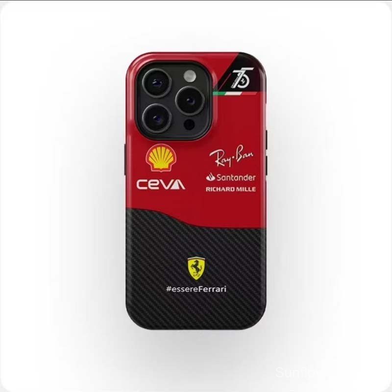 เคสโทรศัพท์ฟิล์มทูอินวัน F1 Ferrari รุ่นครบรอบ75ปีสำหรับ phone16promax/15มูลค่าสูง14pro/13/12/11เคสก