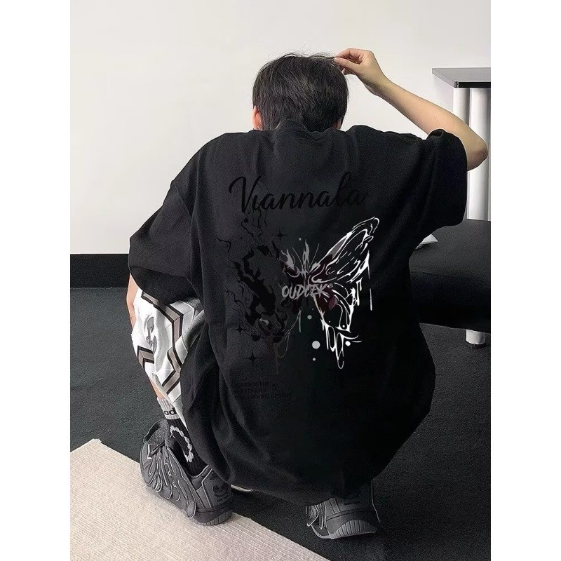 M-8xl เกาหลีอินเทรนด์สีเทาเข้ม T เสื้อผู้ชาย Plus ขนาดสบายๆหลวมแขนสั้น Oversize Tee - รูปที่ 4