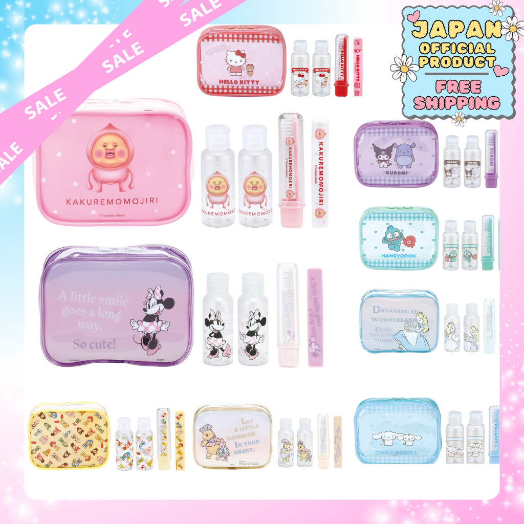 ชุดเดินทาง Skater (กระเป๋า, ขวด 2 ขวด, แปรงสีฟัน, หวี) Kobitozukan Momojiri｜Japan Official