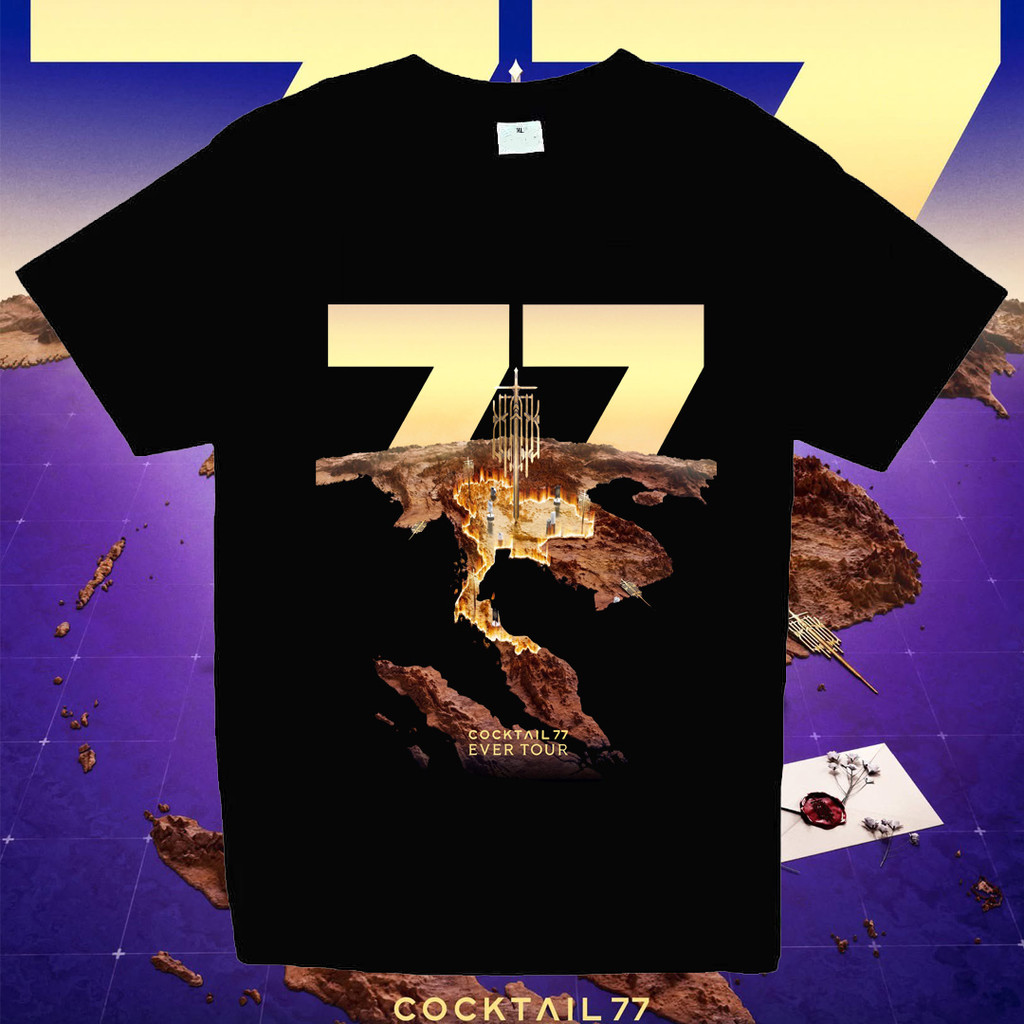 【พร้อมส่ง】 Cocktail 77 Ever Tour คอนเสิร์ตคอกลมด้านบนผ้าฝ้ายแขนสั้นพิมพ์เสื้อยืด