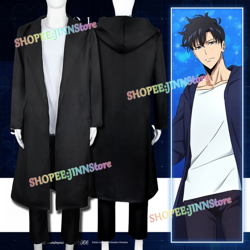 - Jinn - SOLO LEVELING Jinwoo คอสเพลย์ Costum Sung Jinwoo เครื่องแบบวิกผมชุดอะนิเมะปาร์ตี้ Roleplay 