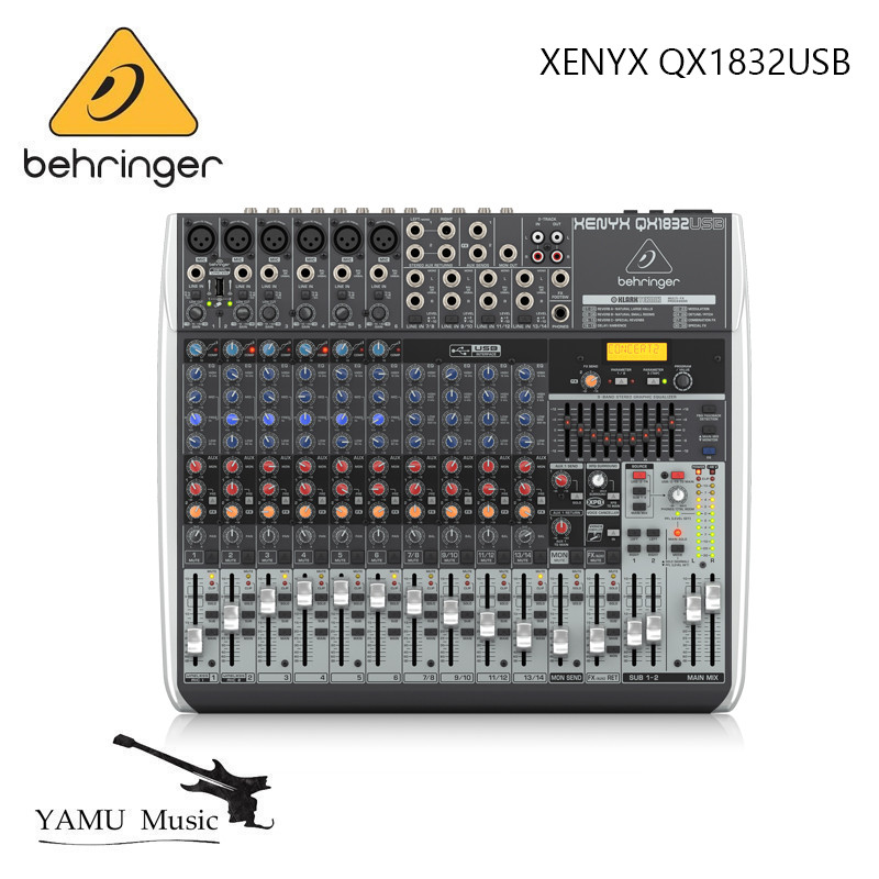 Behringer XENYX QX1832USB Premium 18-Input 3/2-Bus Mixer พร้อม XENYX Mic ปรีแอมป์และคอมเพรสเซอร์, โป