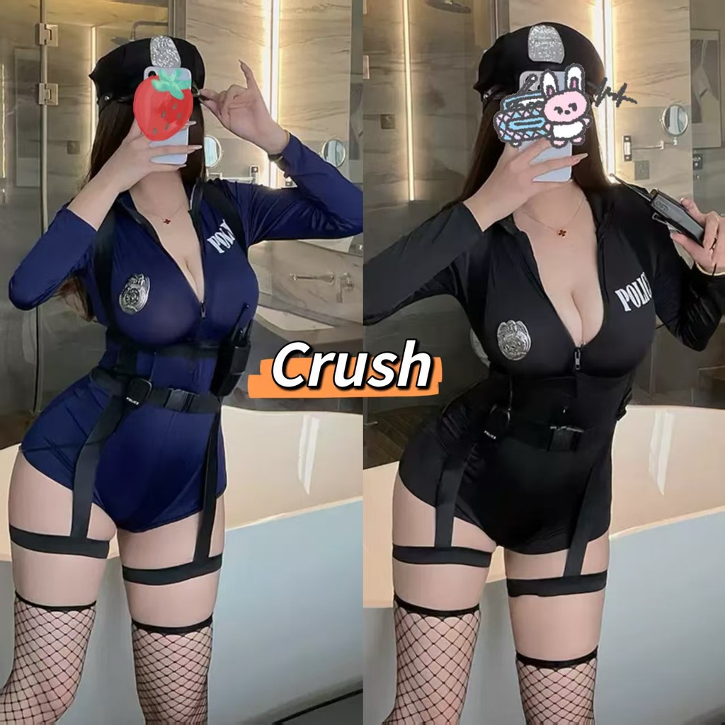 Crush💘 ชุดนอนเซ็กซี่ ชุดคอสเพลย์ เครื่องแบบเจ้าหน้าที่ตำรวจ บอดี้สูทแขนยาว มี 2สีให้เลือก 🛒พร้อมส่งจากไทย (ฺNJ-1)