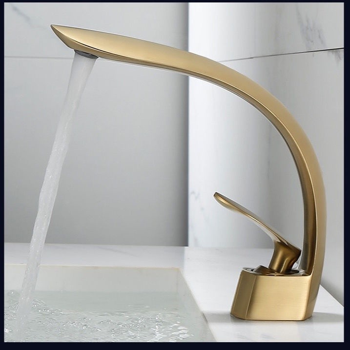 Nordic Style Innovative Luxury Brass Artistic Tap Hot Cold Mixed Sink Basin Bathroom Toilet Water Faucet