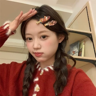 น่ารักตรวจสอบโบว์กิ๊บแต่งหน้าคลิปด้านข้างอุปกรณ์ผม