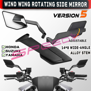Wind Wing Rotating Side Mirror V5 Alloy Stem Universal 14*8Cm Wide View Stealth Mirror